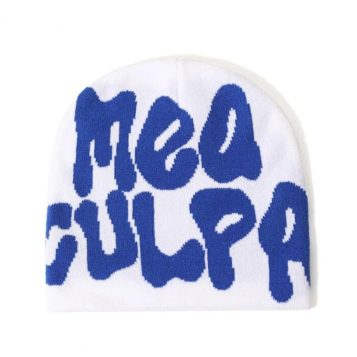 Mea Culpa Beanie white & blue