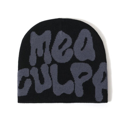 Black Gray Mea Culpa Beanie